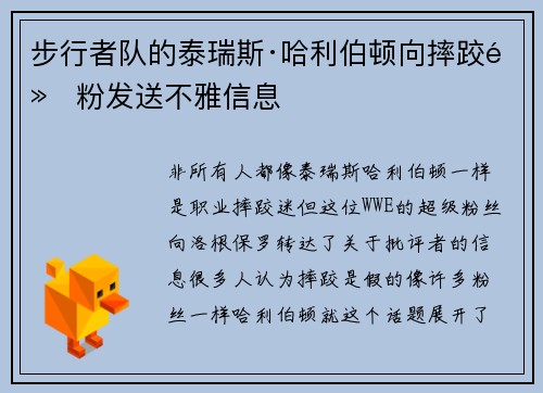步行者队的泰瑞斯·哈利伯顿向摔跤黑粉发送不雅信息